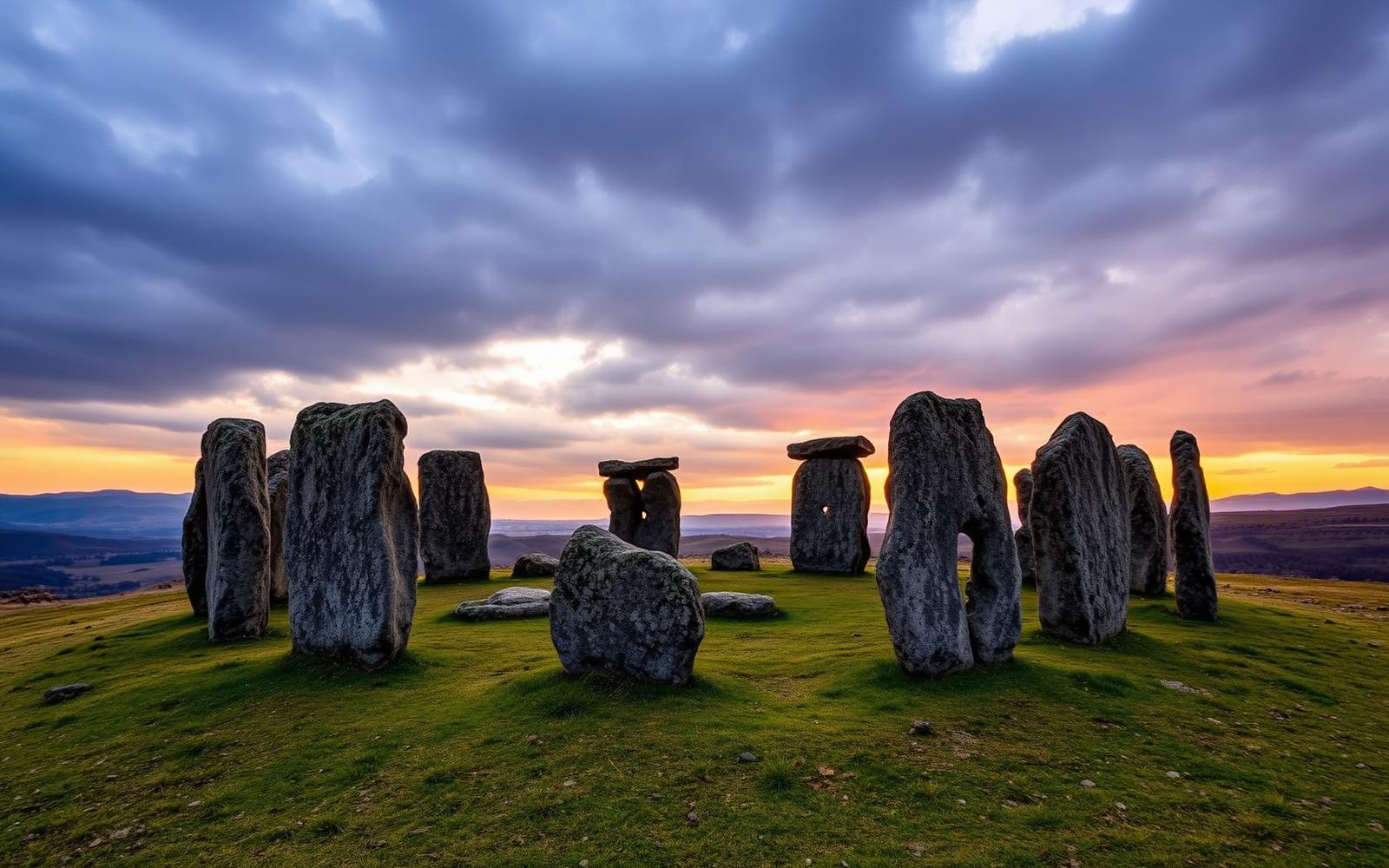 Standing stones of Carahunge at dusk