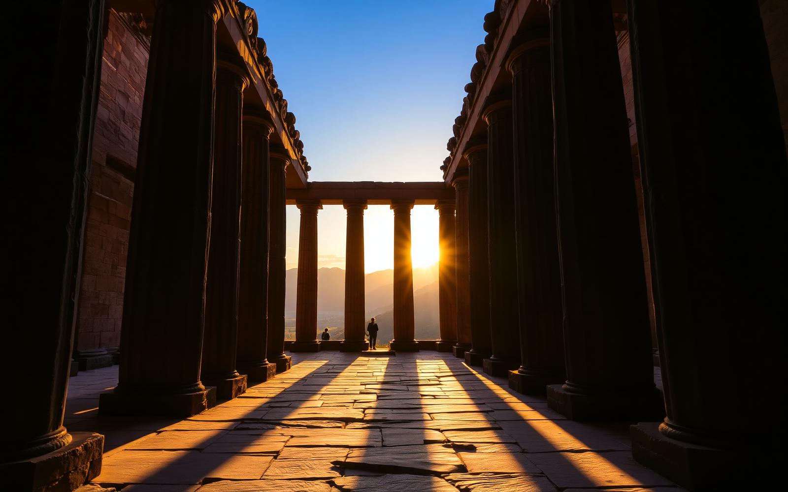 Sunlight between the basalt columns of Garni Temple